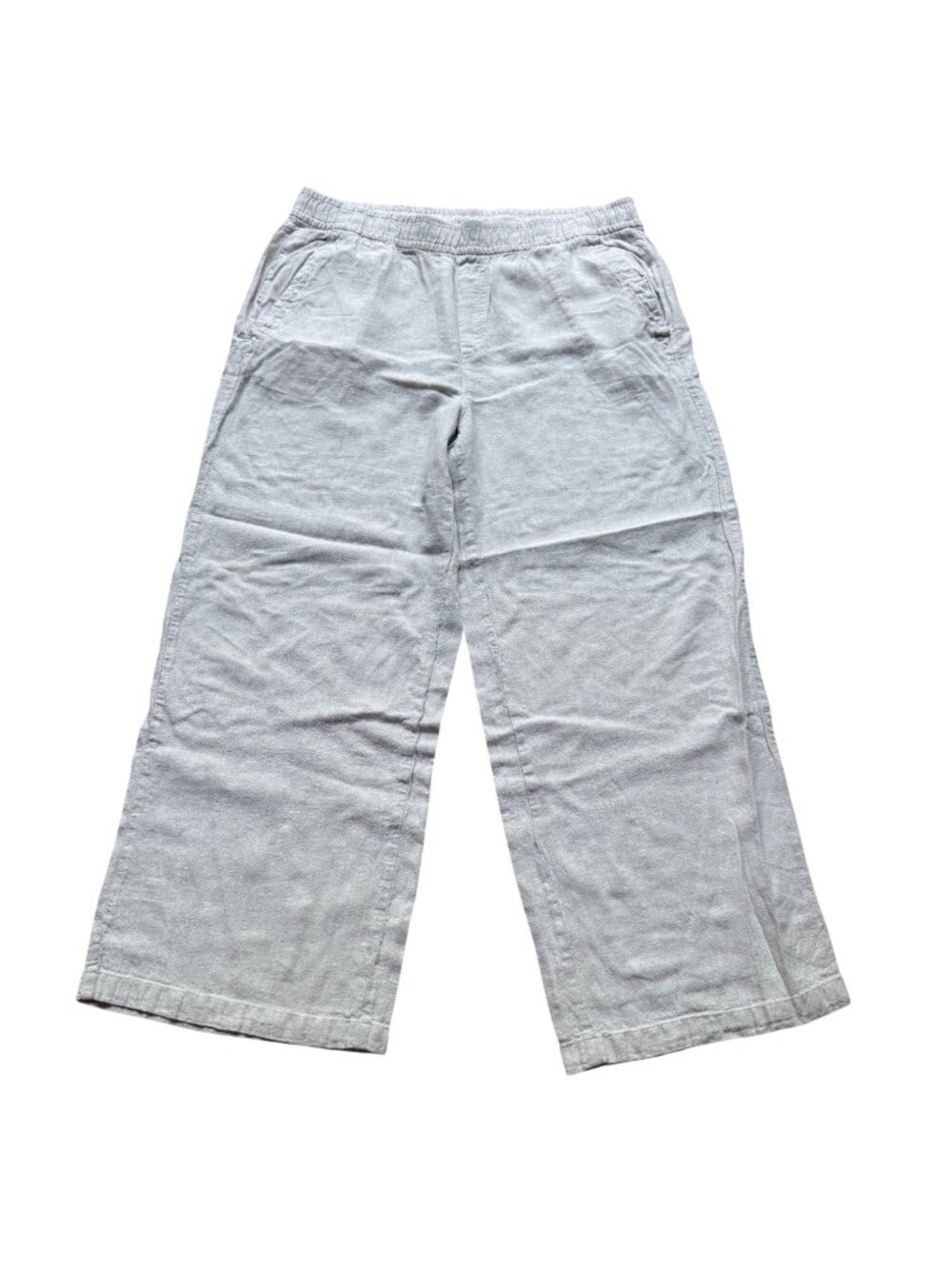 Nautical Old Navy Womens High-Rise Wide Leg Linen-Blend Pants Size L Beige